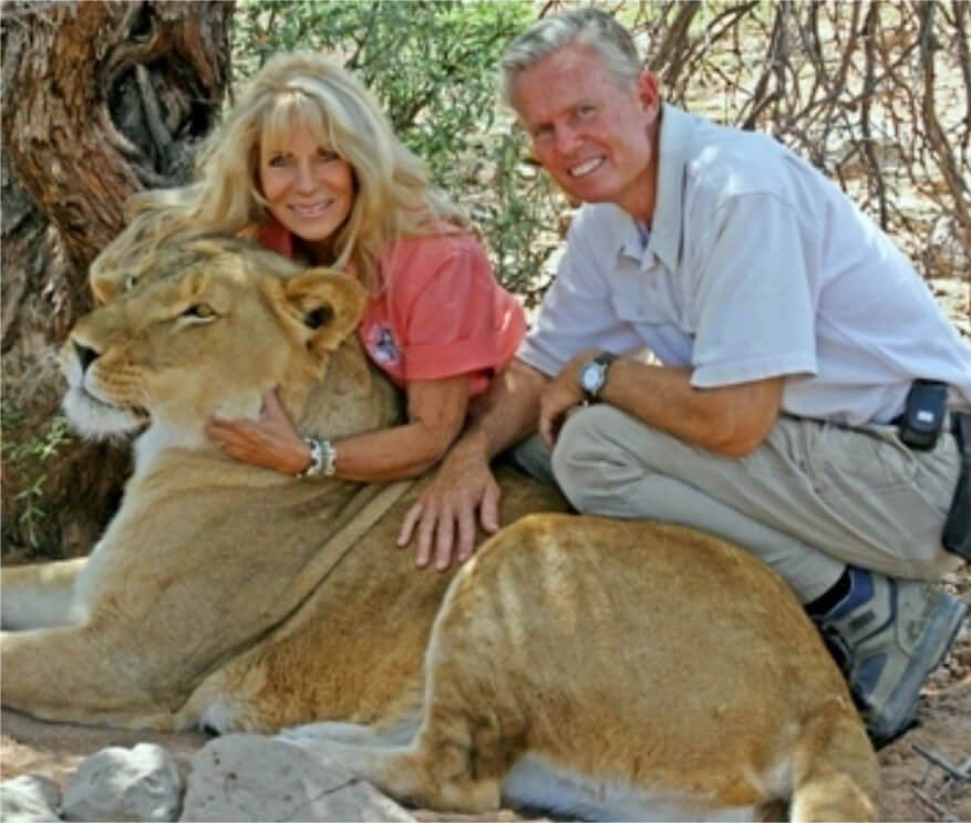 The founders say hi to one of their favorite lions