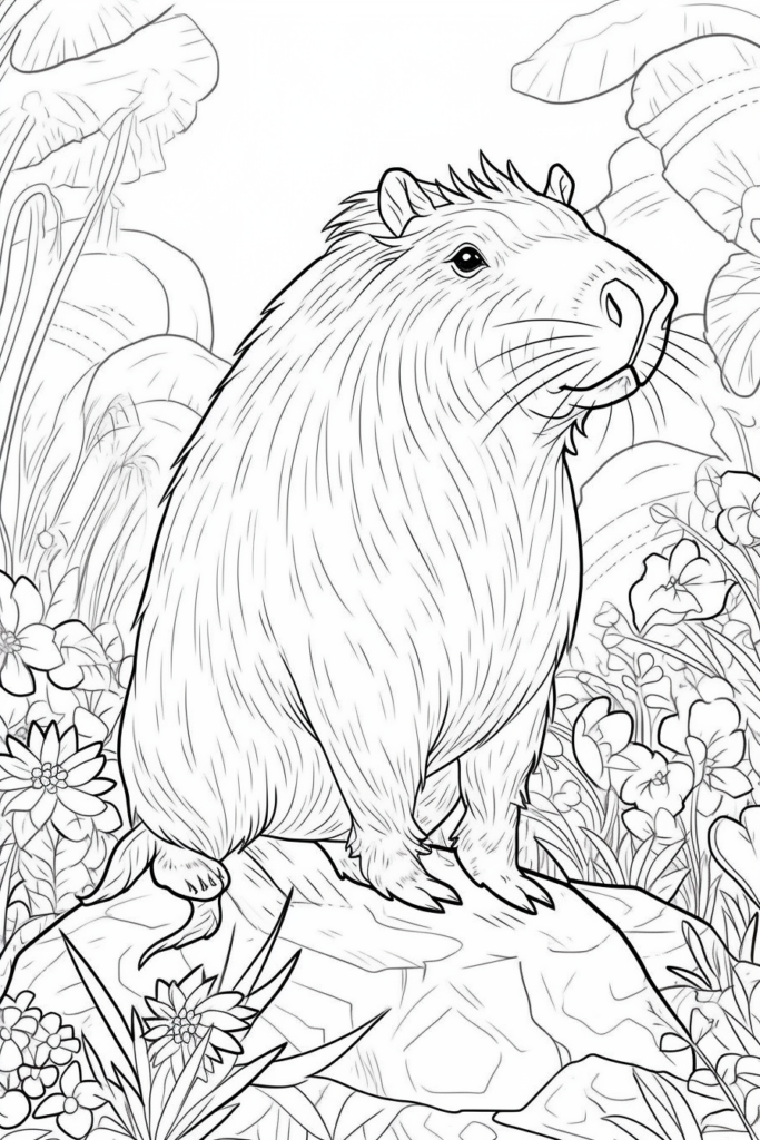 Capybara coloring page